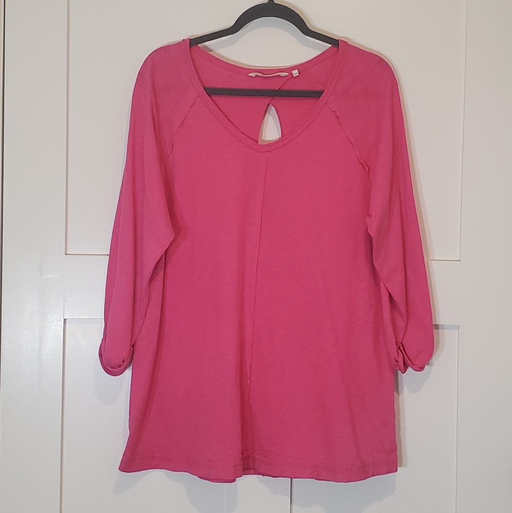 Soft Surroundings Anissa Raw Edge Keyhole Back Pima Cotton Pink Size PXL